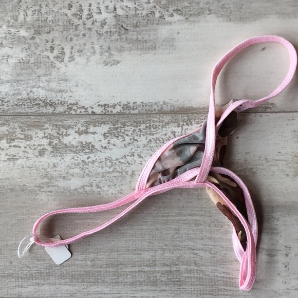 NWT THREE PIECE PINK CAMO BRA, THONG, SKIRT SET - Picture 2 of 5